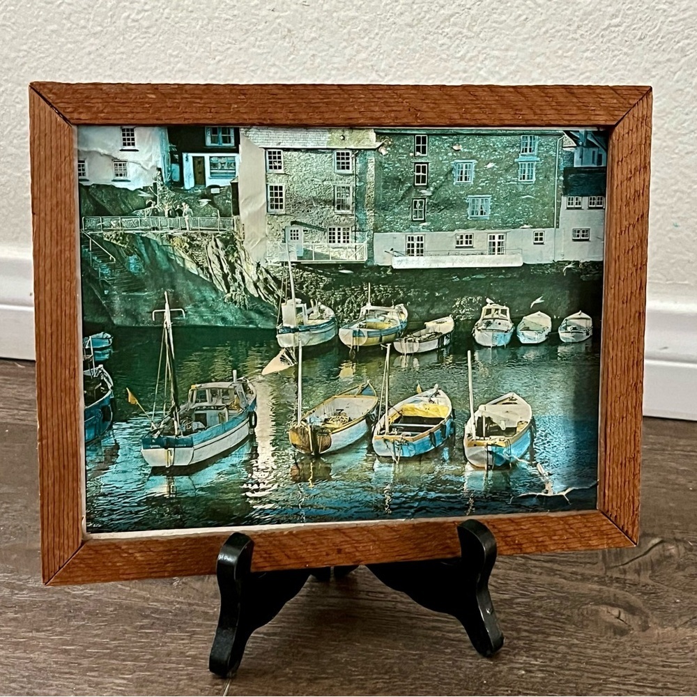 Vintage Oil Painting On Foil Picture Of Coverack Bay UK 7/9 Inches